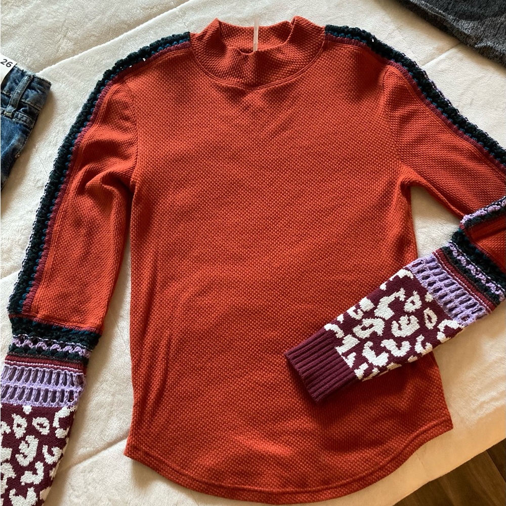 Free people womens thermal waffle top
